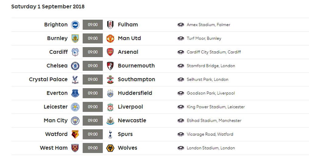 Premier league calendário de 17097